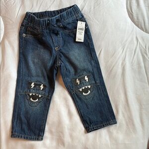 Kids Blue Denim Jeans with Monster Print